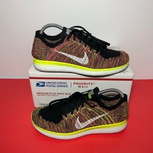 Nike Size 8.5 Free Run Flyknit OC running shoes Multi Color 843431-999 Womens